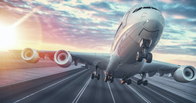 Airplane taking off from the airport.